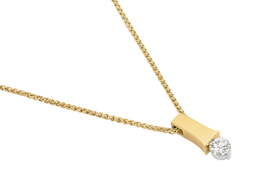 Tension Set Diamond Necklace in Yellow Gold C1006