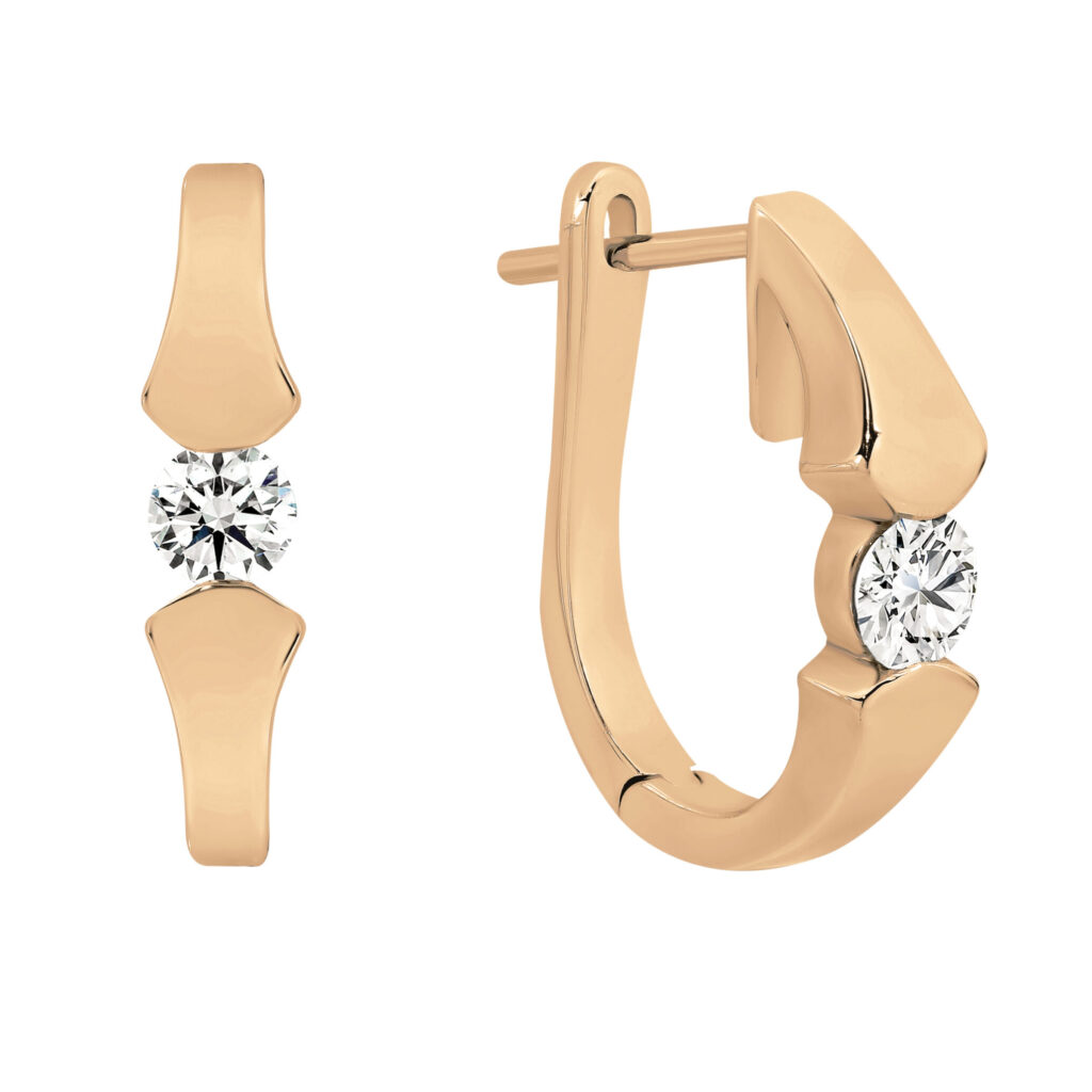 Tension Round Diamond Hoop Earrings in Rose Gold - C1100