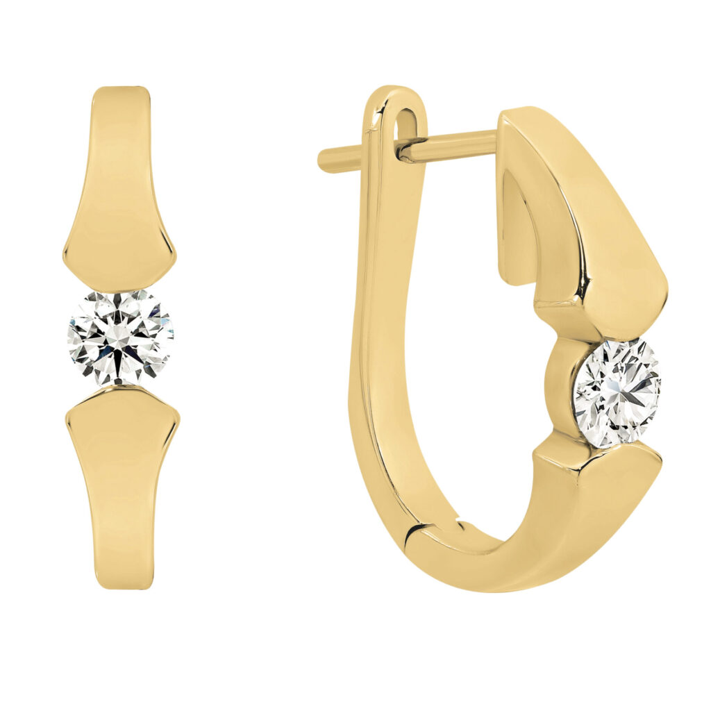 Tension Round Diamond Hoop Earrings in Yellow Gold - C1100