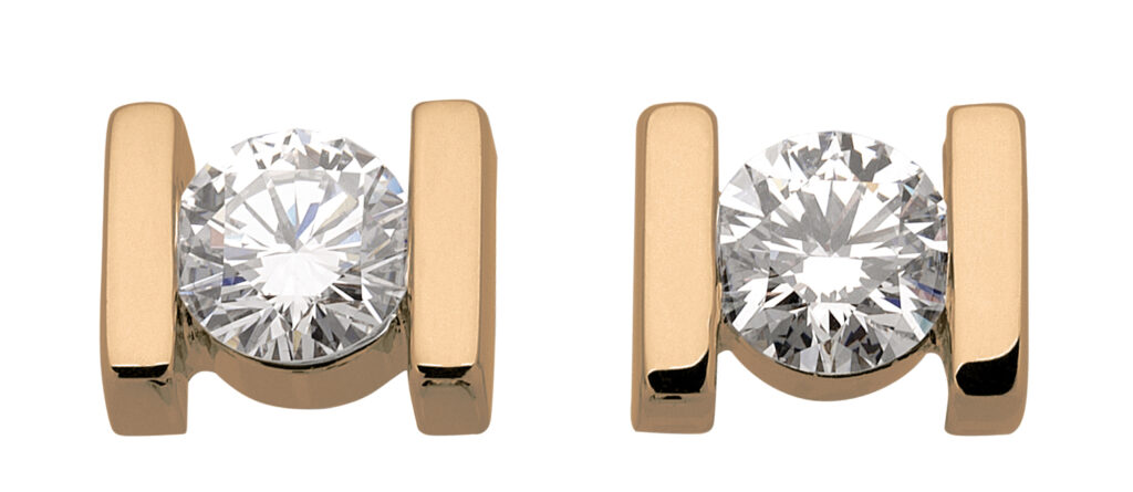 Rose Gold Bar Set Diamond Stud Earrings C614
