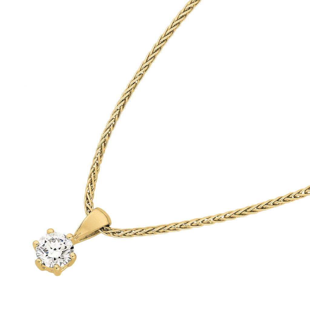 Solitaire Diamond Pendant in Yellow Gold C669