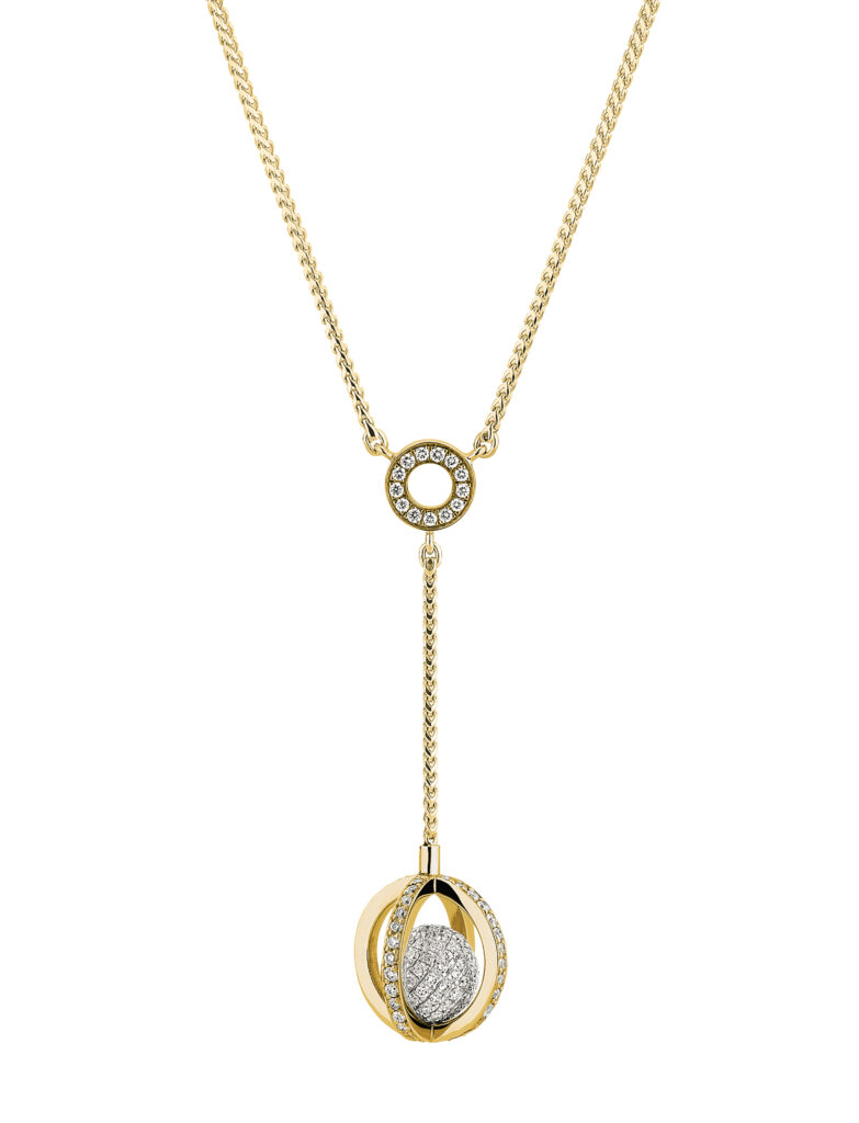 Soiree Diamond Cage and Ball Drop Pendant in Yellow Gold C769