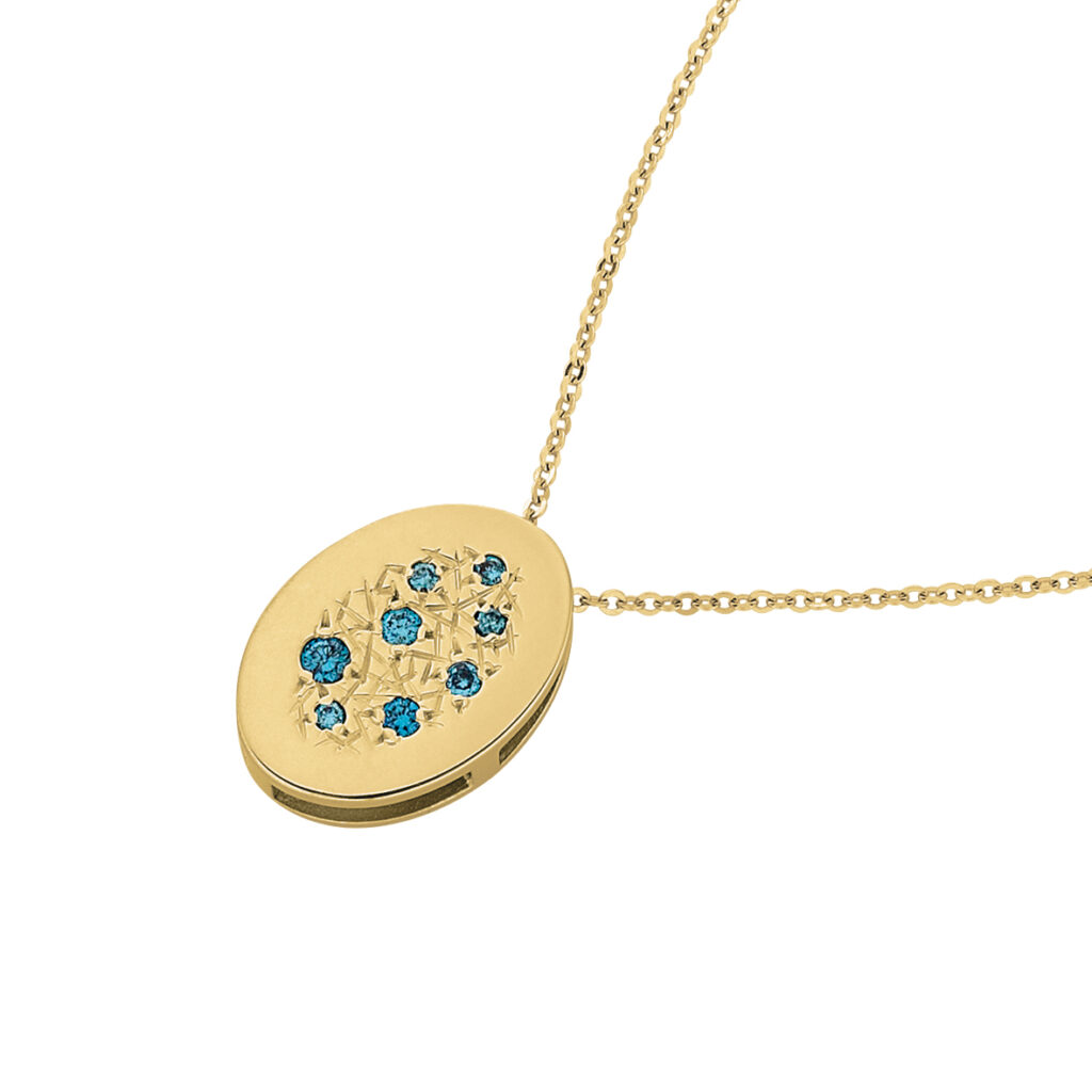 Random Set Blue Diamond Pendant in Yellow Gold C773