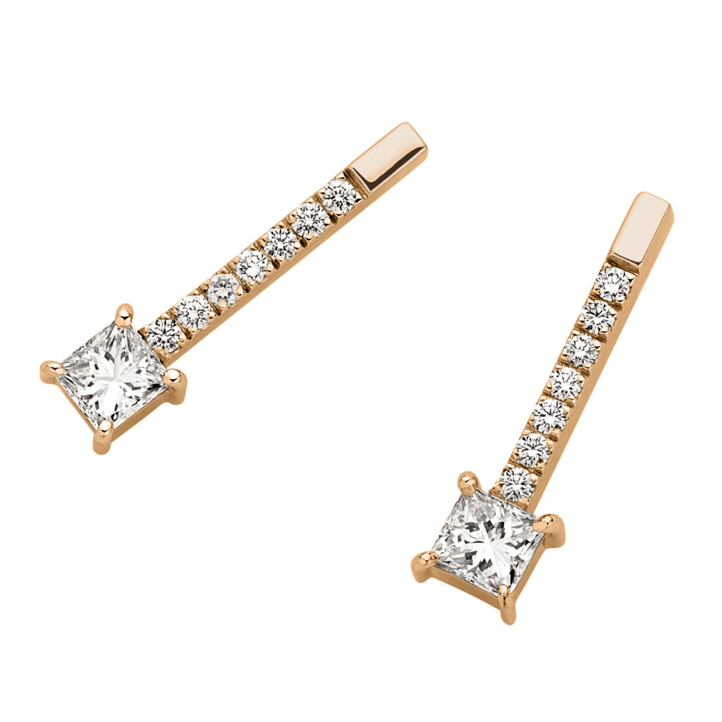 Drop Stud Diamond Earrings in Rose Gold C820