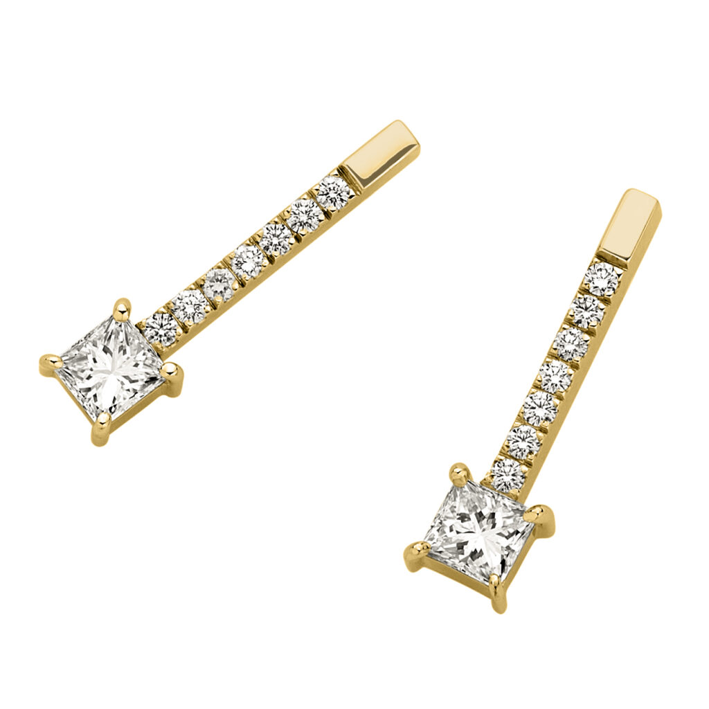 Drop Stud Diamond Earrings in Yellow Gold C820