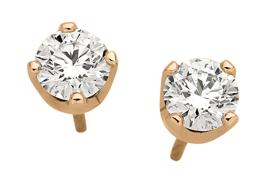 Four Claw Diamond Stud Earrings in Rose Gold C904