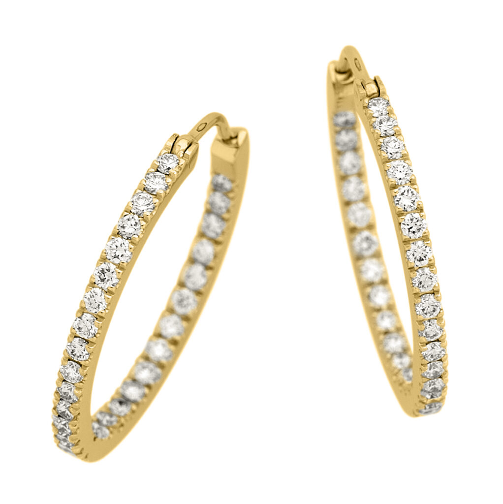 Yellow Gold Diamond Hoop Earrings C931