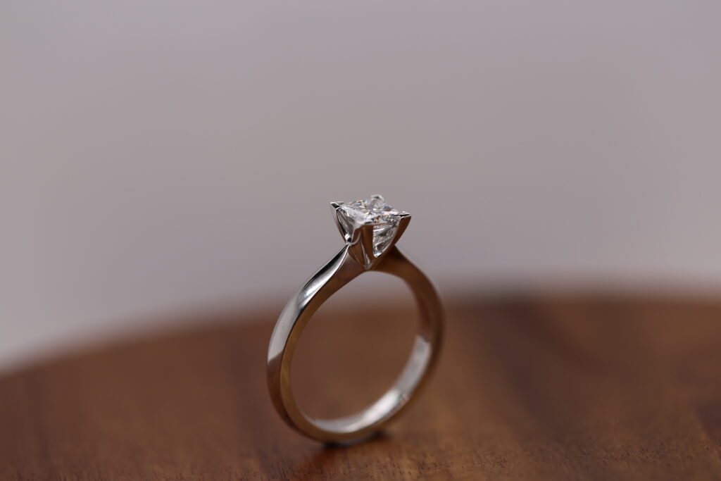 Classic white gold princess cut diamond engagement ring
