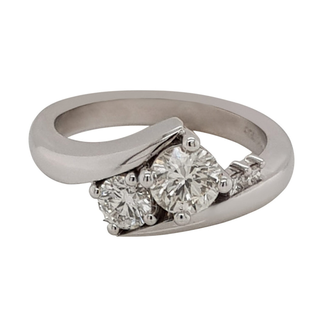 Custom Platinum Swept Diamond Engagement Ring