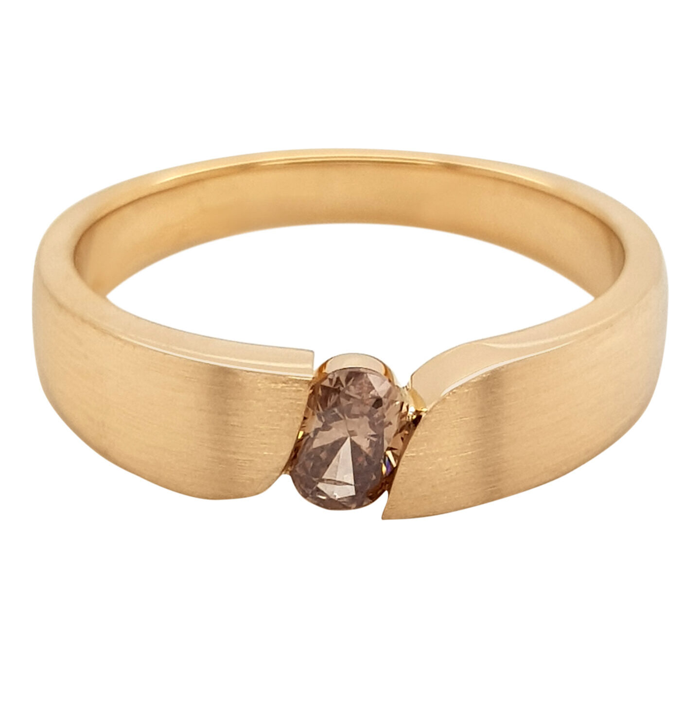 Custom Champagne Diamond Tension Set Engagement Ring