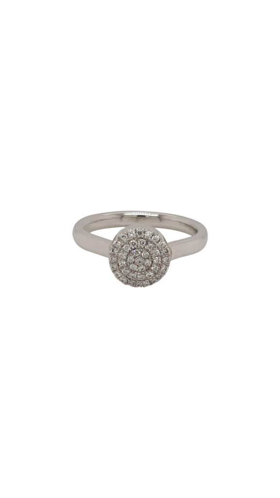 Custom White Diamond Cluster Engagement Ring