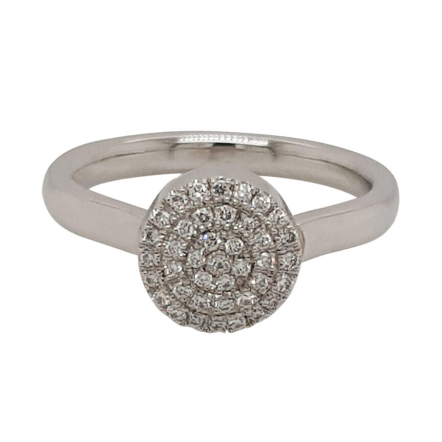 Custom White Diamond Cluster Engagement Ring