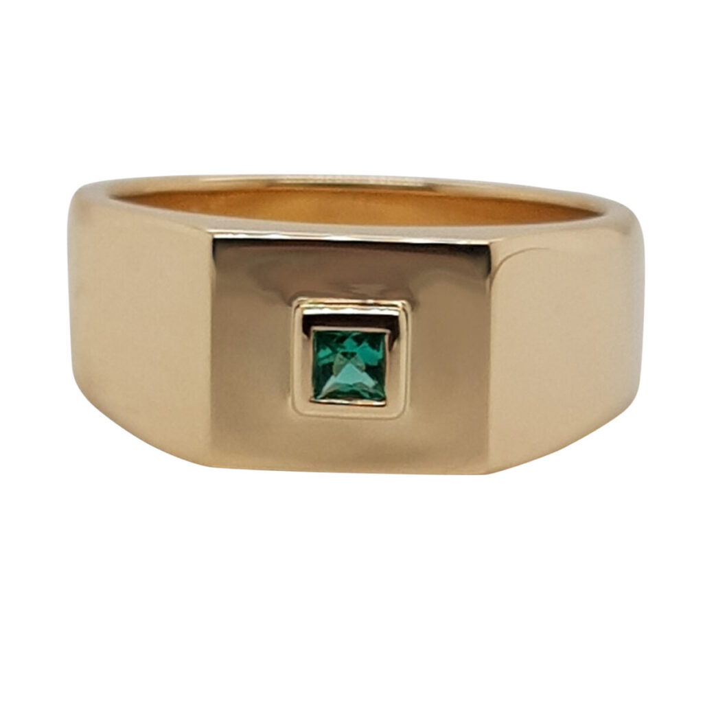 Custom Emerald Men’s Signet Engagement Ring