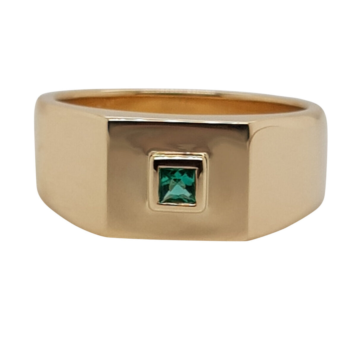 Custom Emerald Men’s Signet Engagement Ring