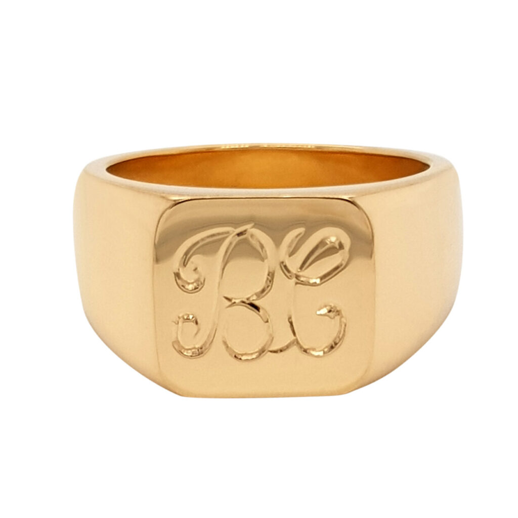 Custom Solid Men's Gold Signet Engagement Ring