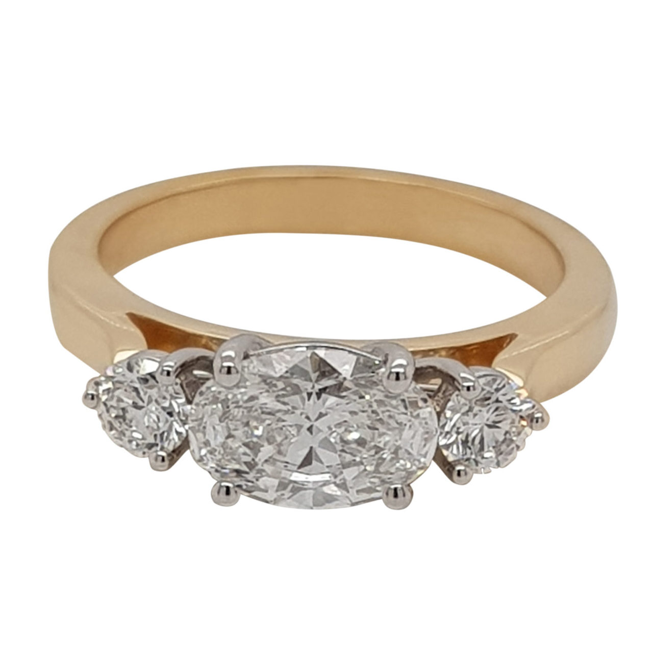 Custom Three Stone Oval Diamond Engagement Ring