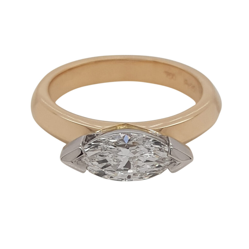 Custom East West Marquise Diamond Engagement Ring