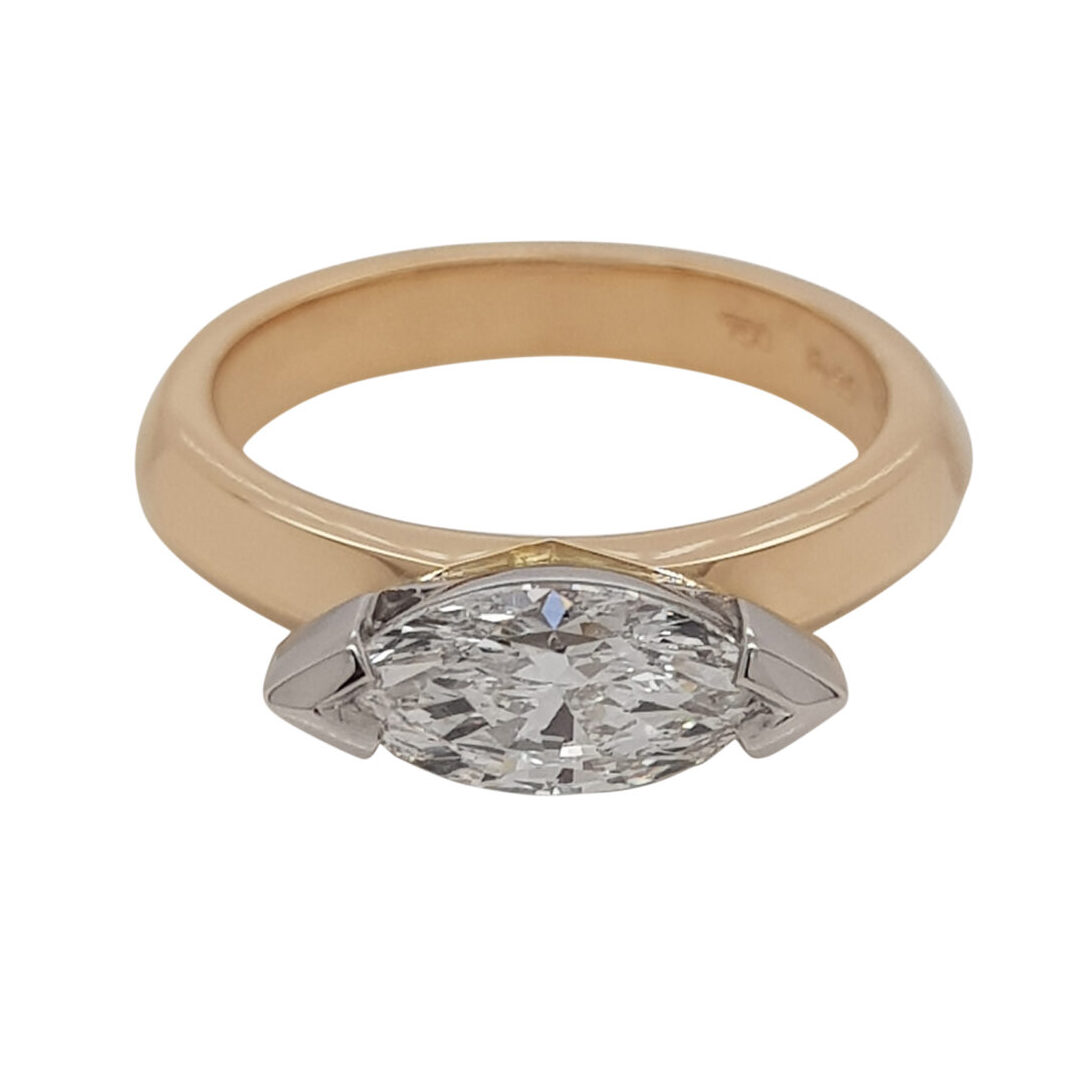 Custom East West Marquise Diamond Engagement Ring