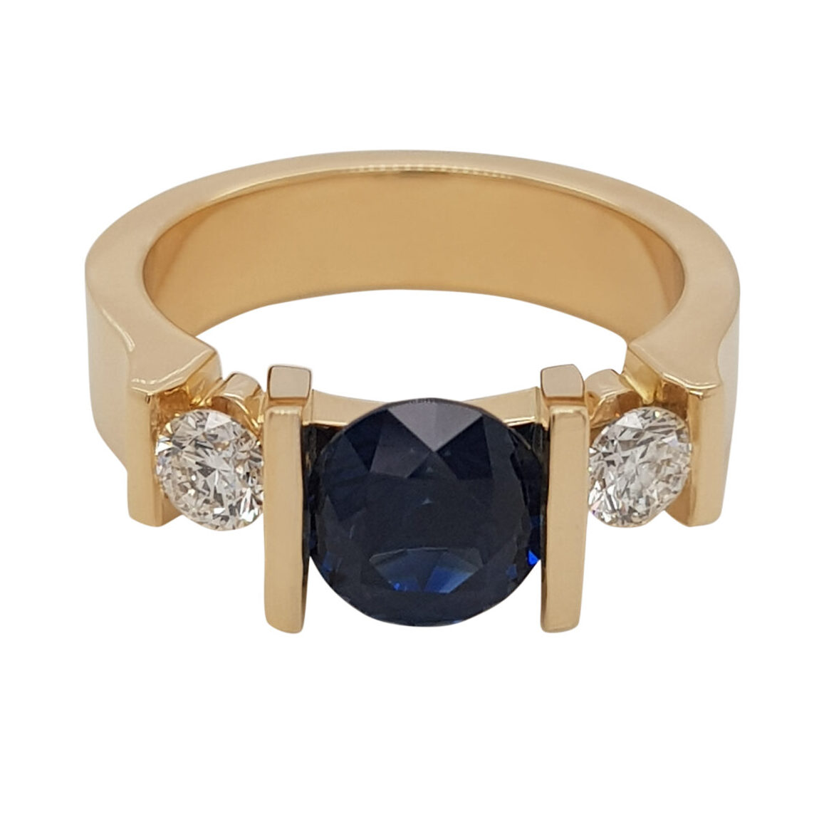 Custom Sapphire Trilogy Tension Engagement Ring