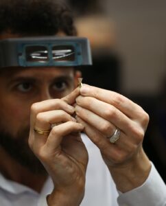 Master Jeweller Kosta Theochari of MDT DESIGN On the Bench at MDT DESIGN making handmade engagement rings
