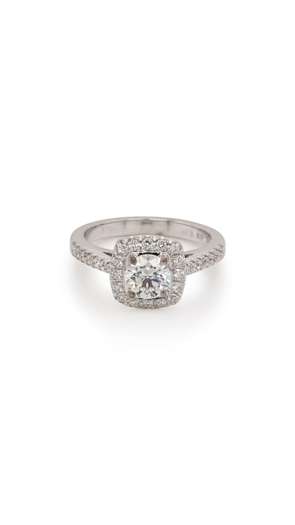 Custom Round Diamond Cushion Halo Engagement Ring
