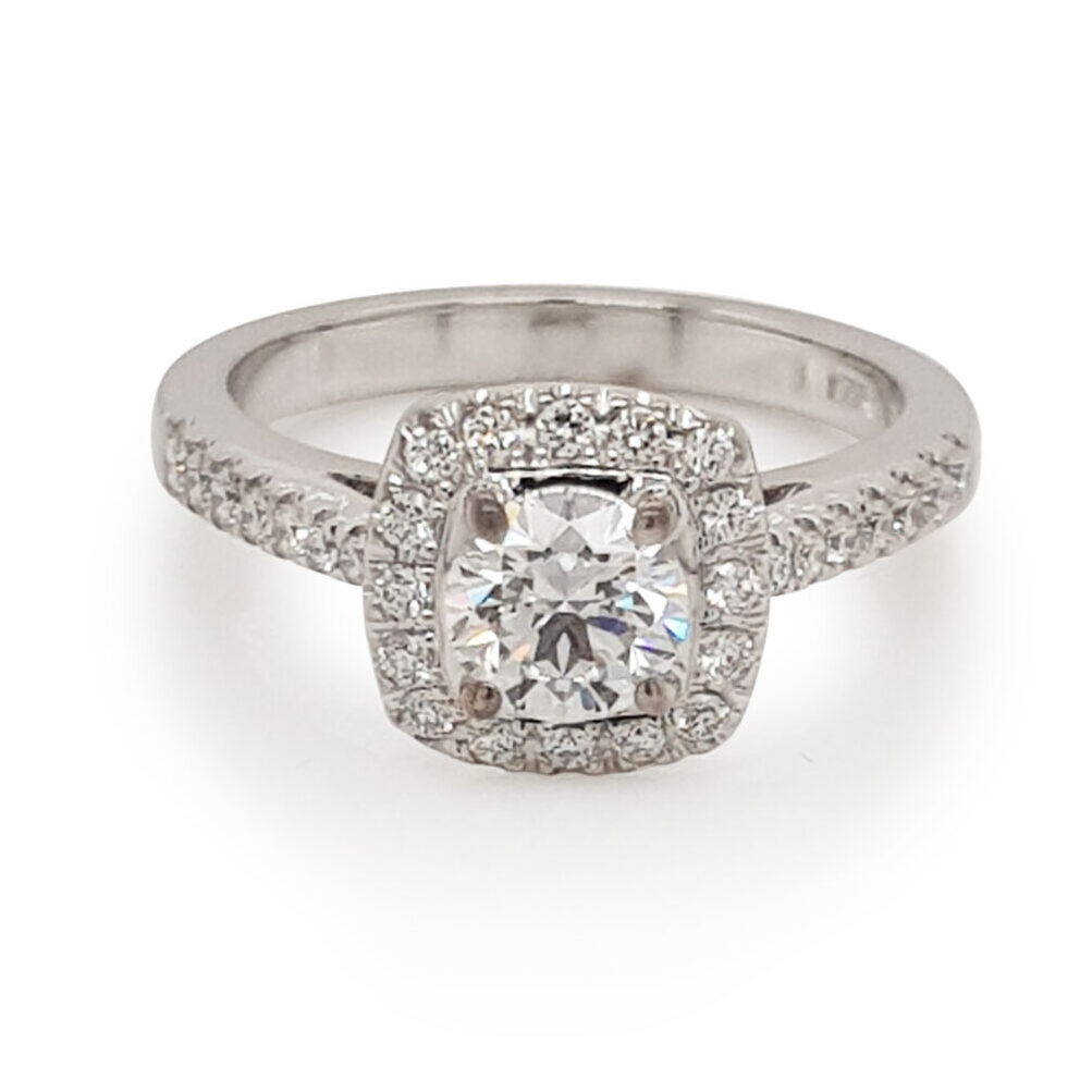 Custom Round Diamond Cushion Halo Engagement Ring