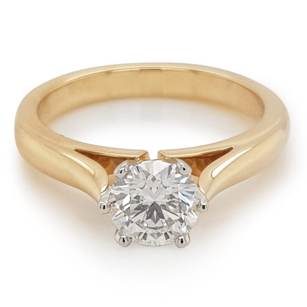 Custom Round Diamond Solitaire Engagement Ring in Yellow Gold