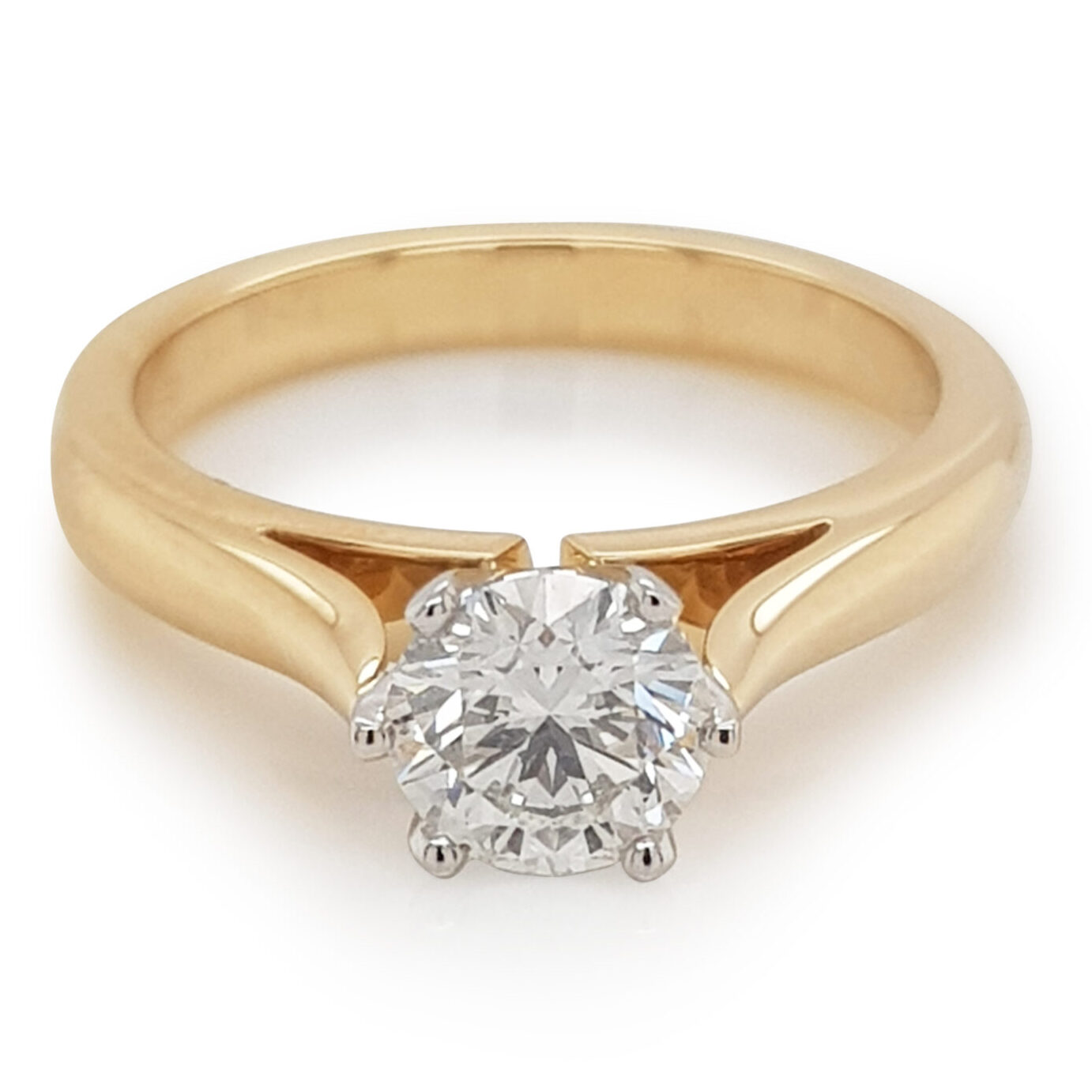 Custom Round Diamond Solitaire Engagement Ring in Yellow Gold
