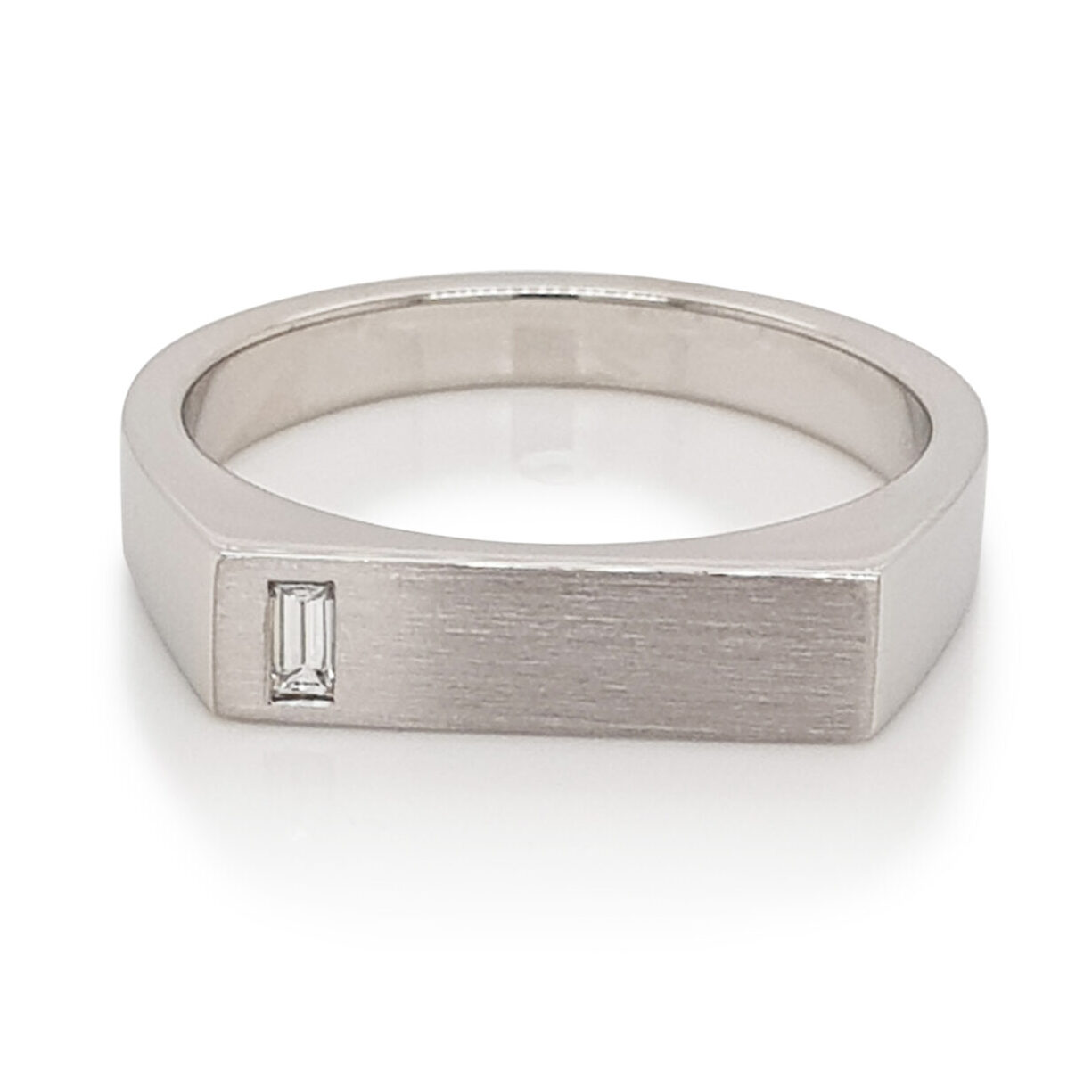 Custom Men’s Baguette Diamond Signet Engagement Ring