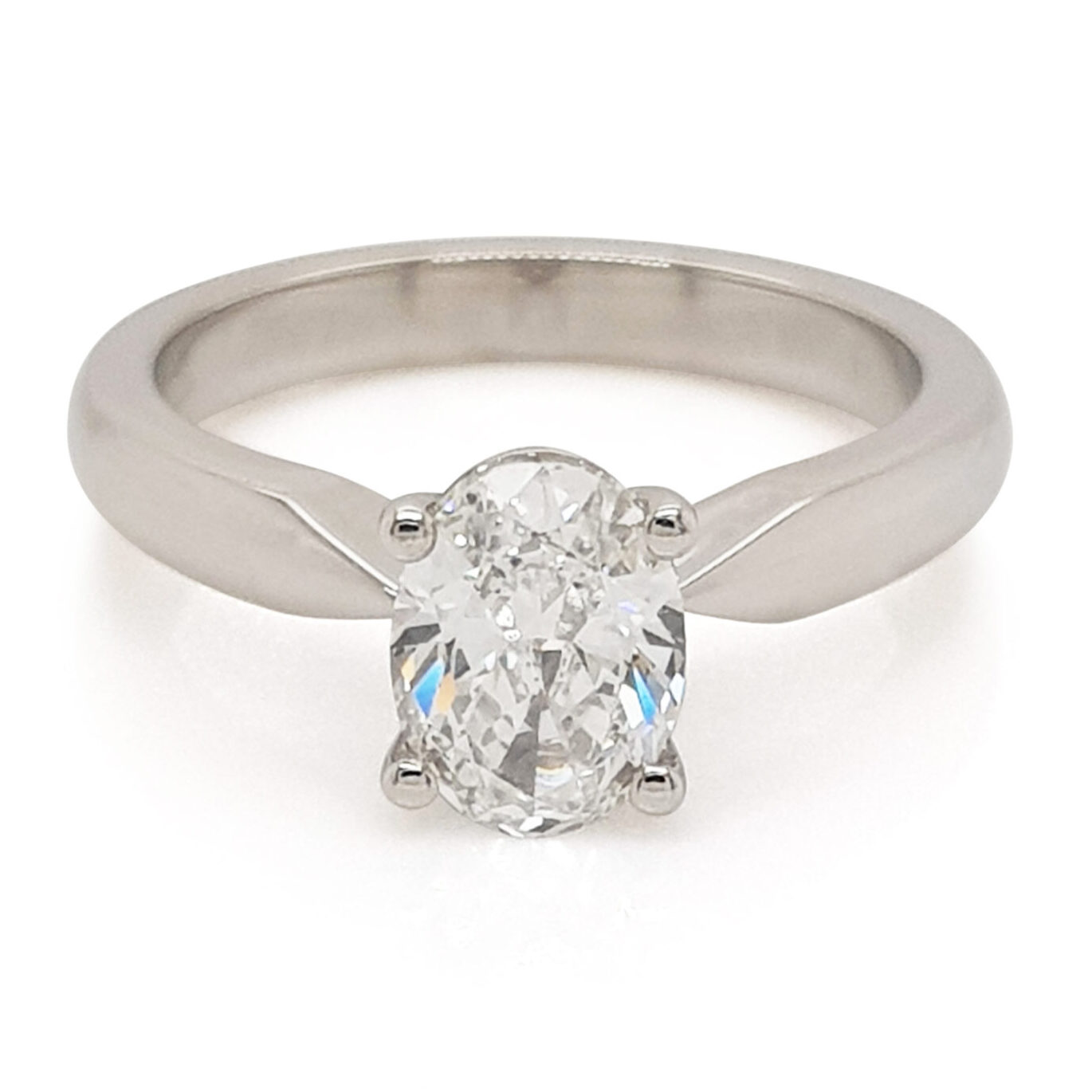 Custom Oval Diamond Solitaire Engagement Ring in Platinum