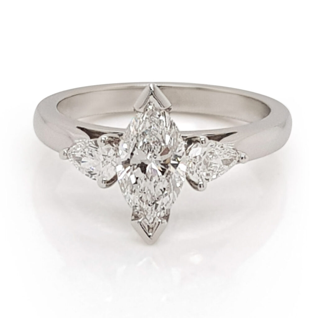 Custom Marquise Diamond Trilogy Engagement Ring