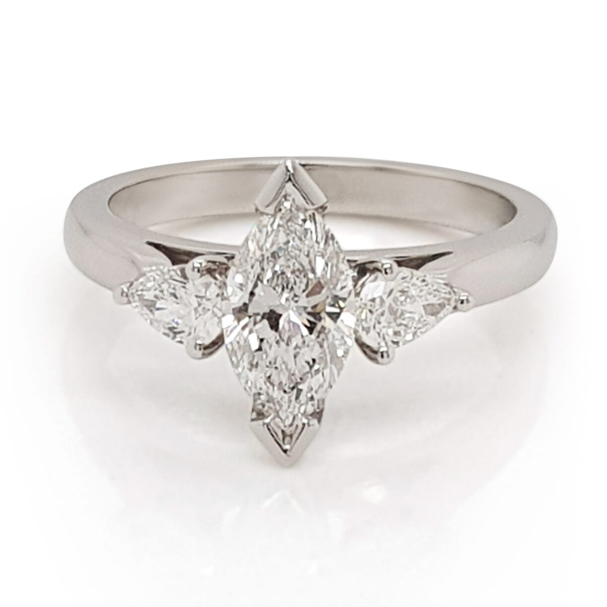 Custom Marquise Diamond Trilogy Engagement Ring