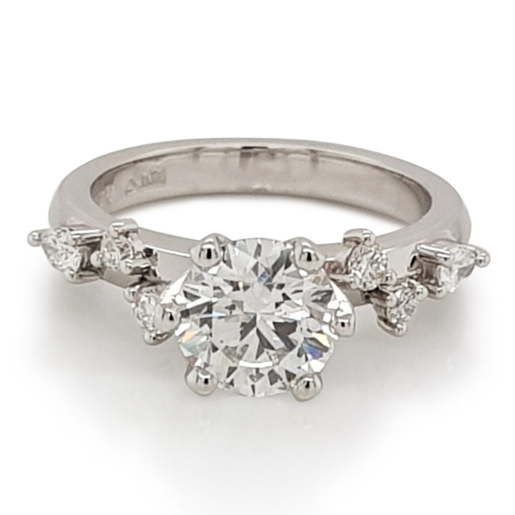 Custom Diamond Solitaire with Accent Shoulder Engagement Ring