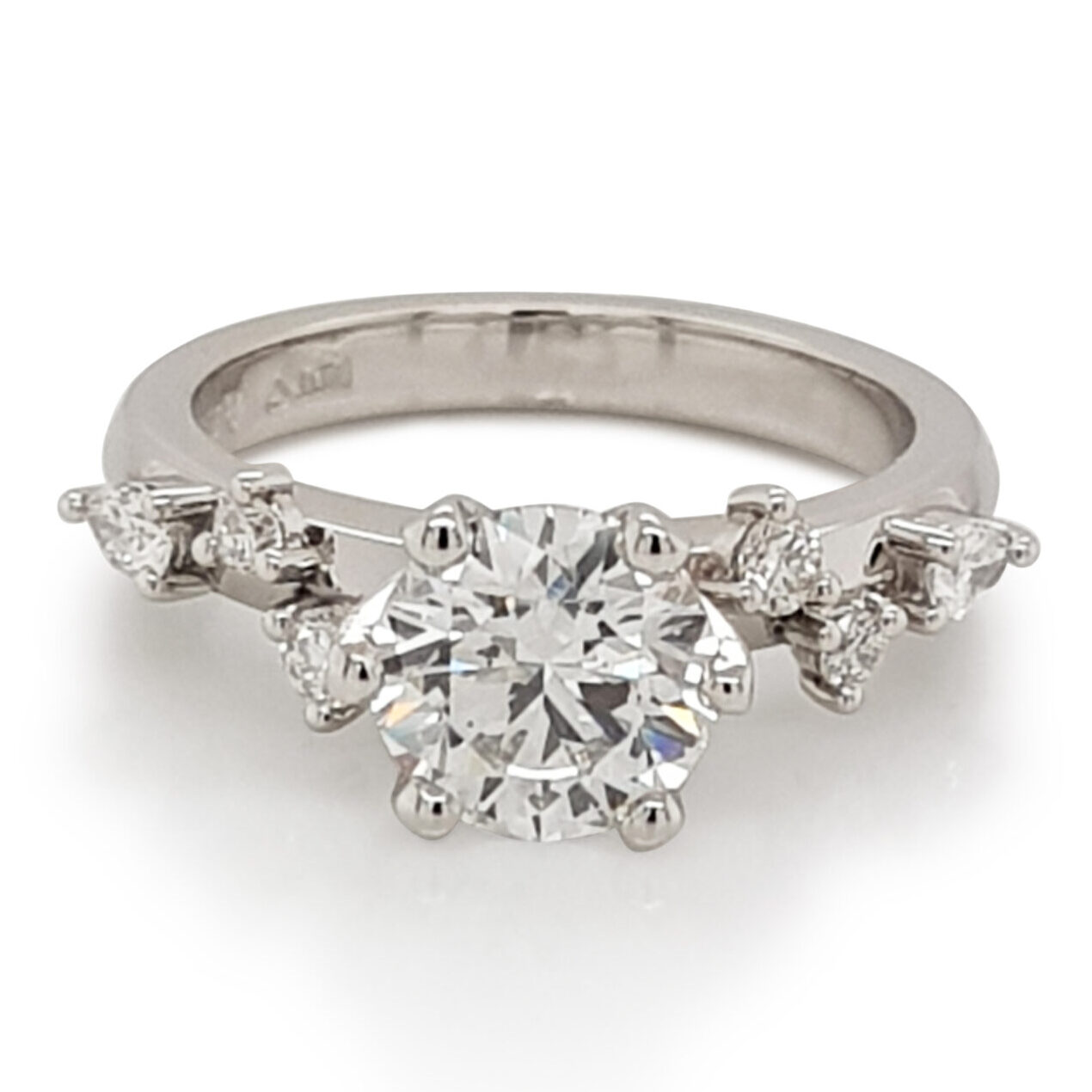 Custom Diamond Solitaire with Accent Shoulder Engagement Ring