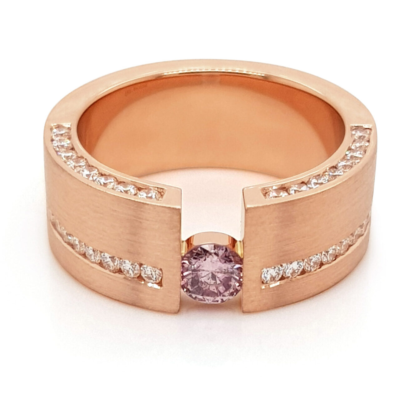 Custom Pink Diamond Tension Set Engagement Ring