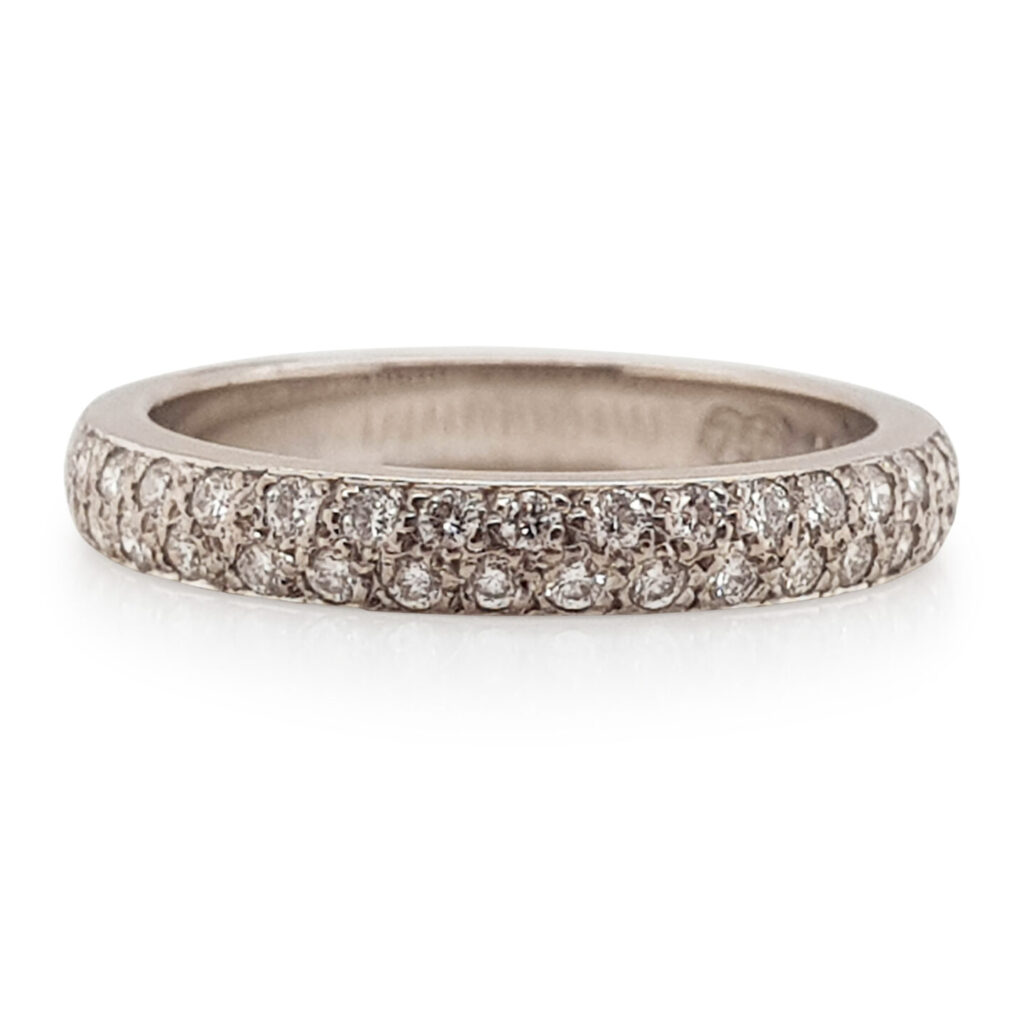 Custom Two Row Pavé Diamond Wedding Ring