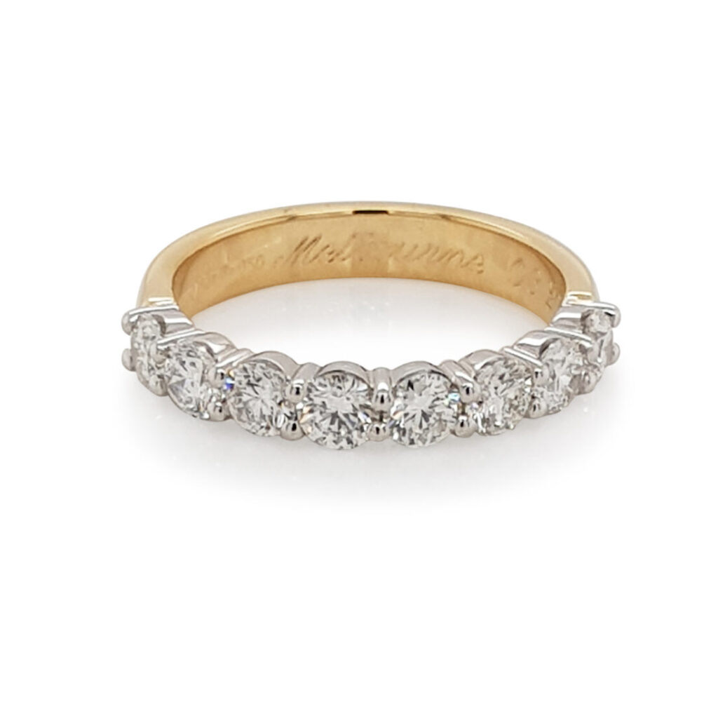 Custom Claw Set Diamond Wedding Ring in Yellow Gold
