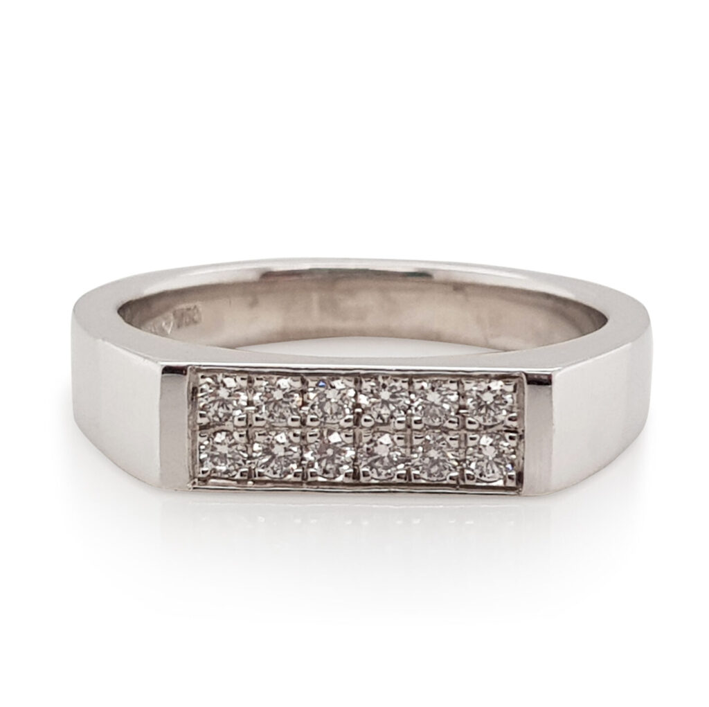 Men’s Custom Diamond Set Signet Wedding Ring in Platinum