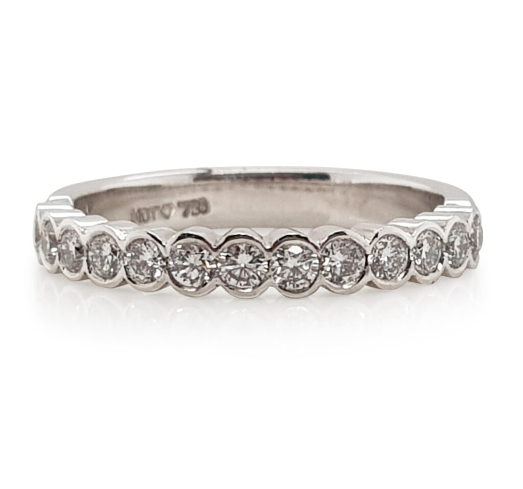Custom Bezel Set Diamond Wedding Ring in 18ct White Gold