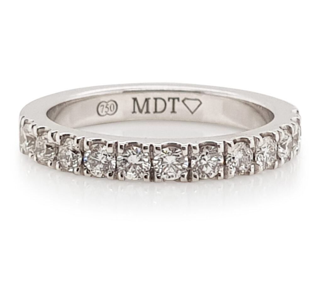 Custom Claw Set Diamond Wedding Ring in 18ct White Gold