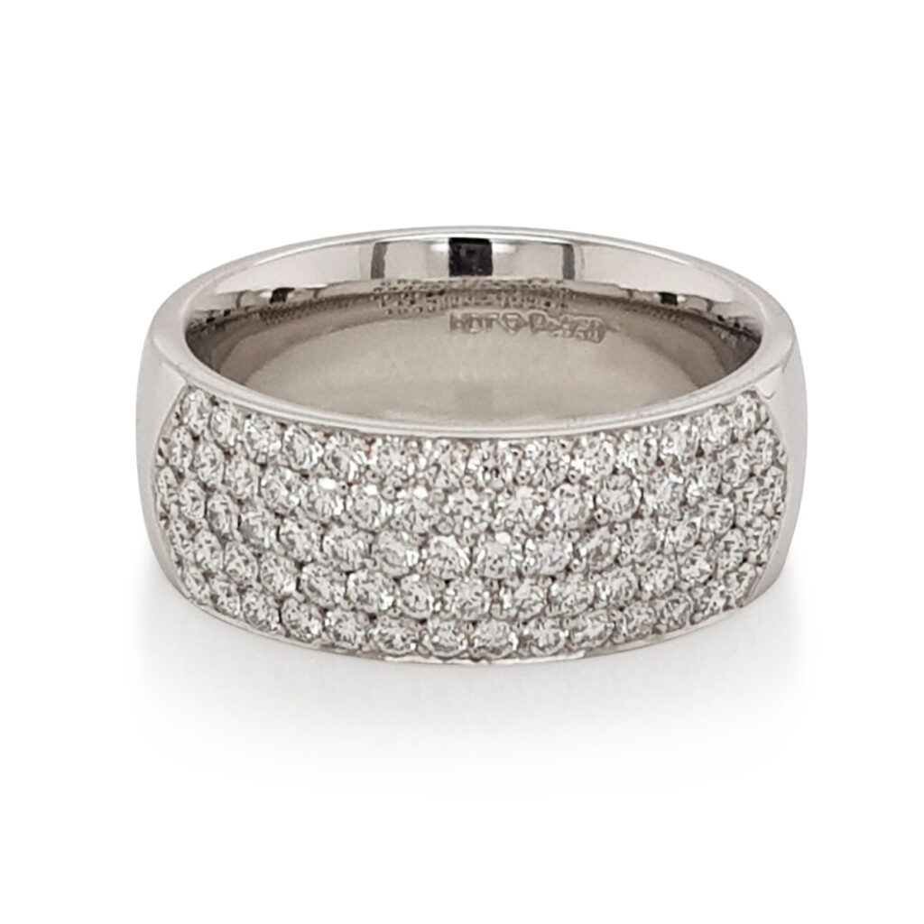Custom Ladies 5 Row Pavé Diamond Wedding Ring in Platinum