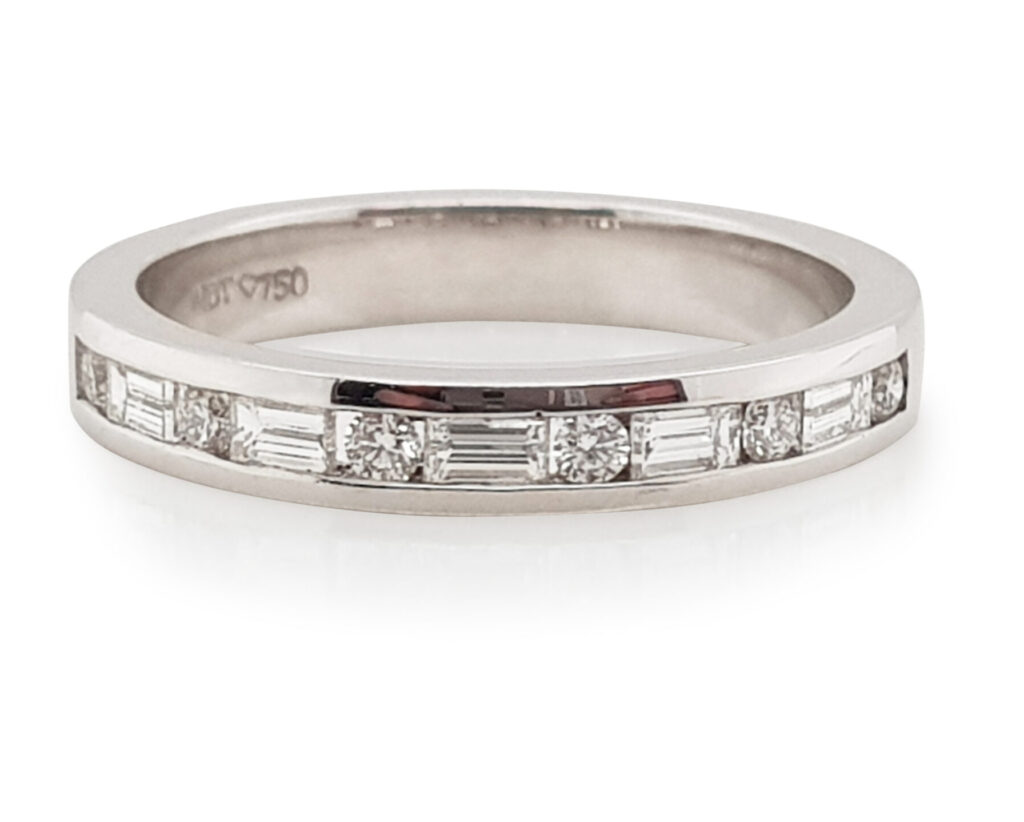 Custom Ladies Channel Set Baguette and Round Diamond Wedding Ring