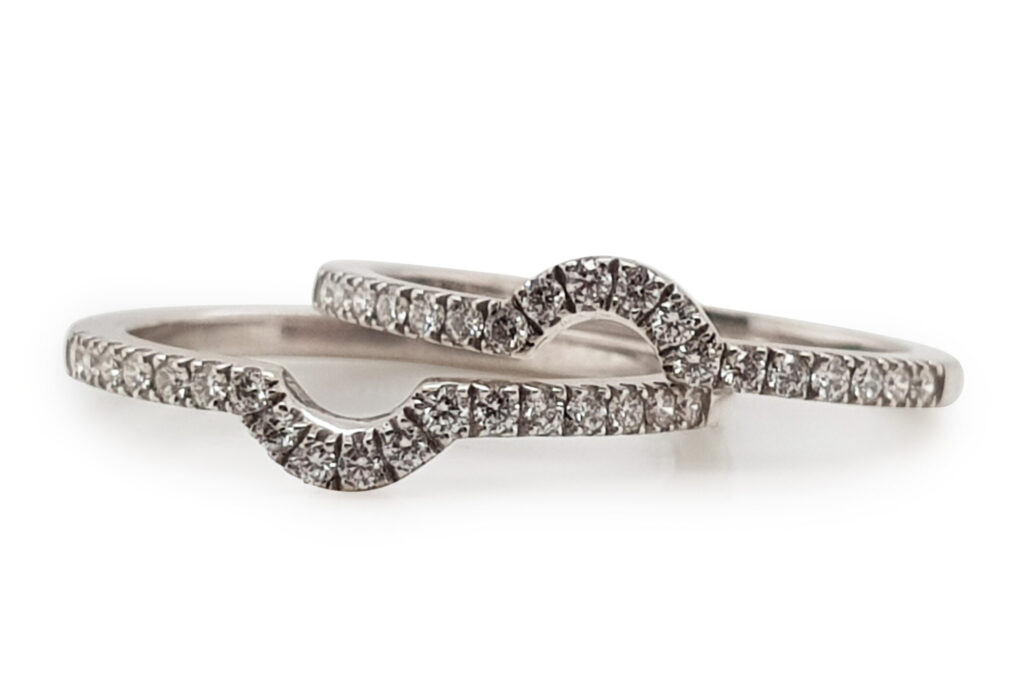 Custom Fitted Diamond Wedding Ring Set in 18ct White Gold