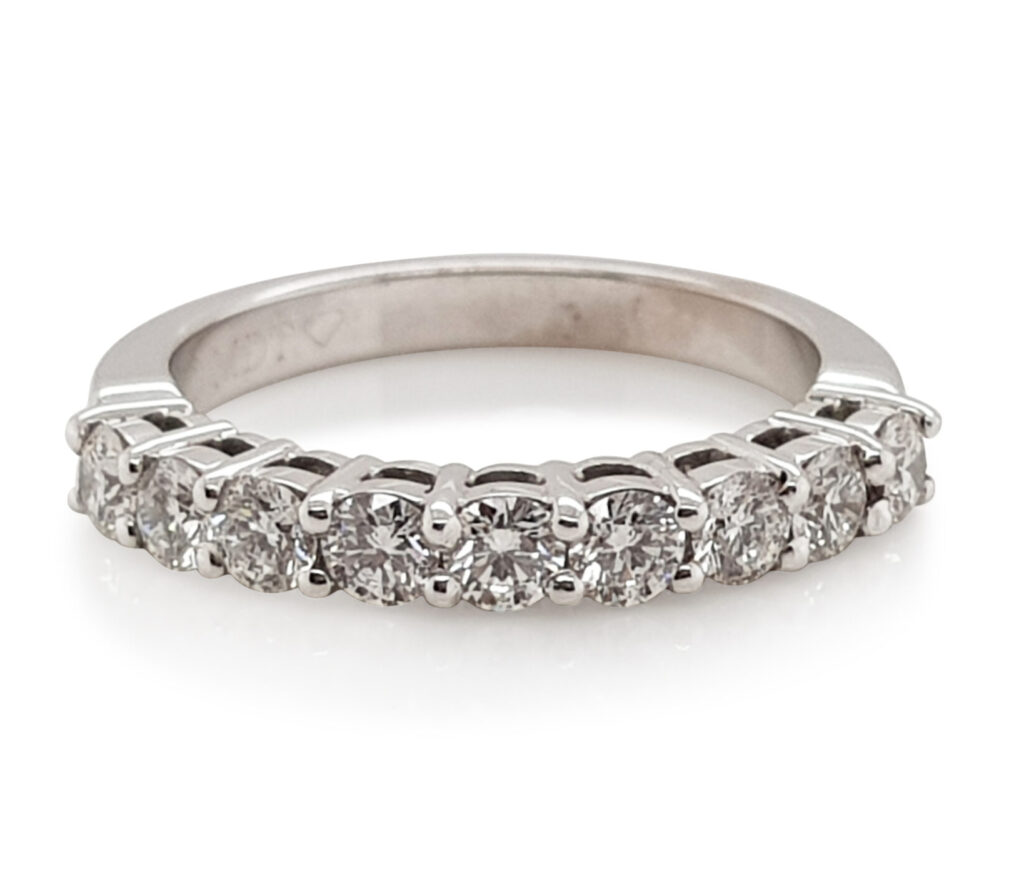 Shared Claw Set Diamond Wedding Ring in White Gold