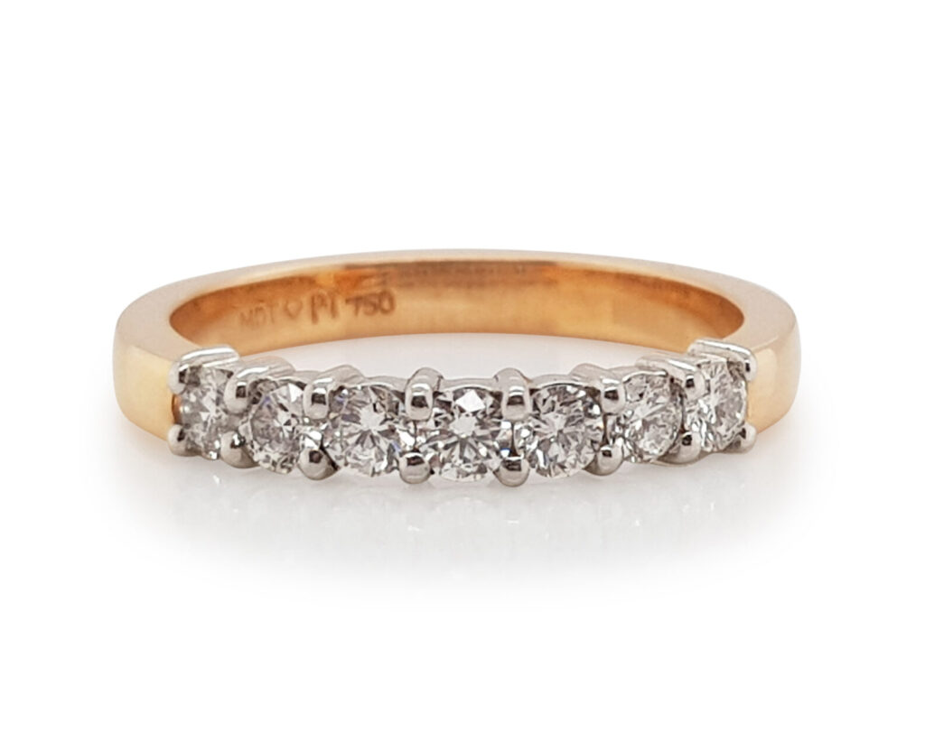 Custom Claw Set Diamond Wedding Ring in Platinum and 18ct Rose Gold