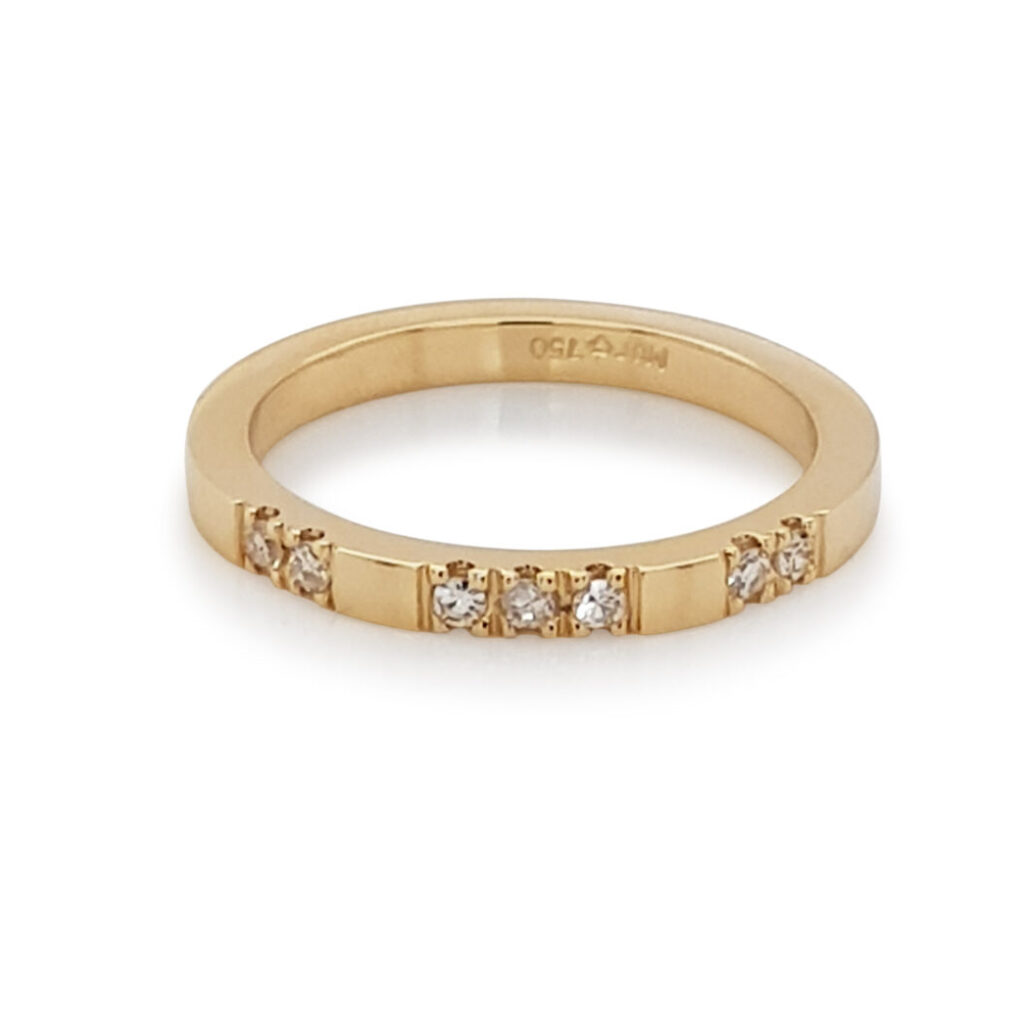 Custom Claw Set Diamond Wedding Band in 18ct Yellow Gold