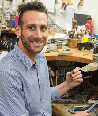 Master jeweller and designer kosta theochari in the on site melbourne jewellery workshop in 2010