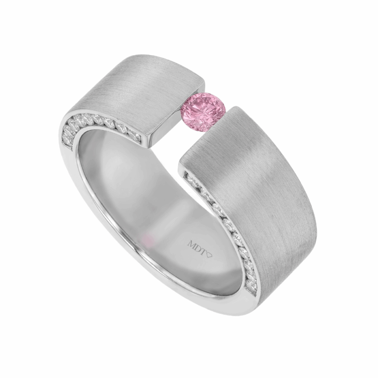 pink diamond engagement ring tension set