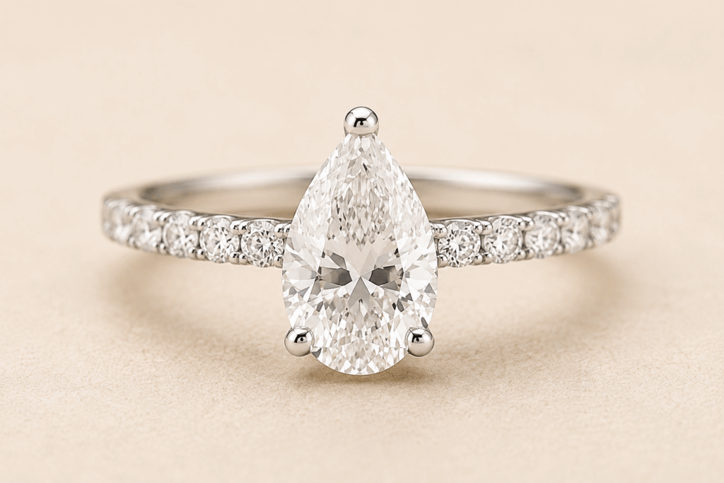 farmer wants a wife pear engagement ring white gold